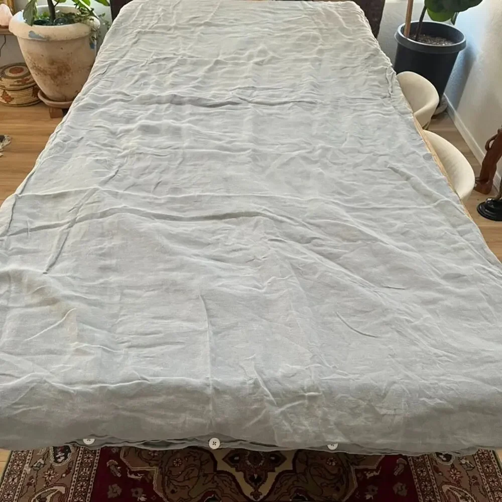 Parachute Linen Duvet Cover Full Queen Gray Button Closure